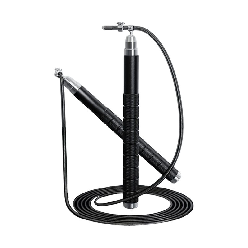 Corda de salto de corrida com cabo de alumínio preto e branco TS-12